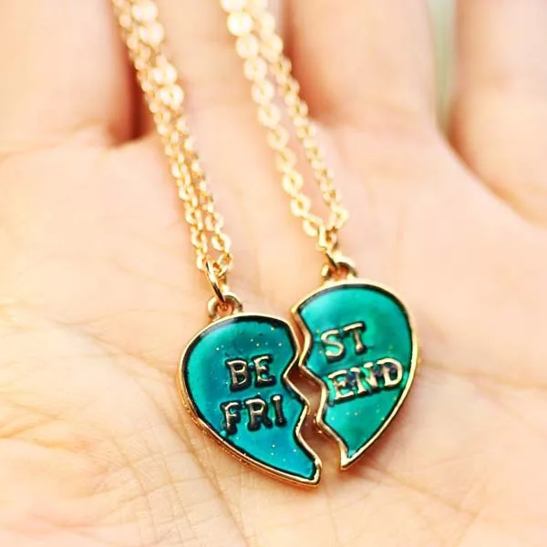 Best Friends Forever Jewelry Friendship Break Heart Shape Necklace
