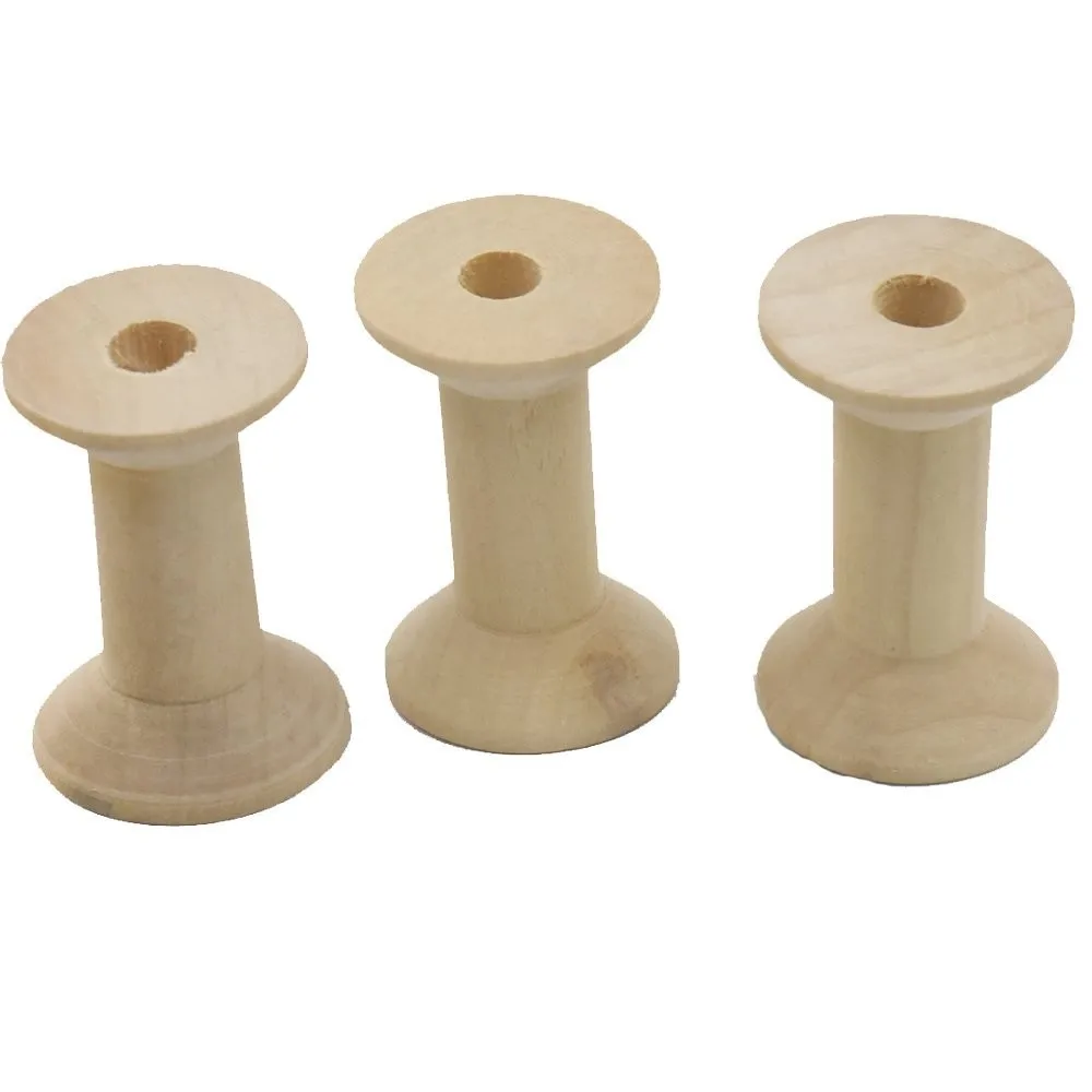 Eco-Friendly Unfinished Wooden Spools Empty Thread Bobbins Natural ...