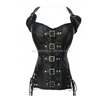 Leather bondage corsets