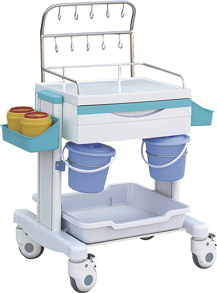 Most popular ABS hospital furniture mobile IV medical treatment crash trolley cart from China