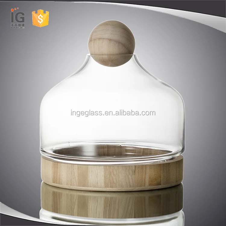 Handmade Glass Terrarium With Wood Base And Ball Lid Buy Handmade
