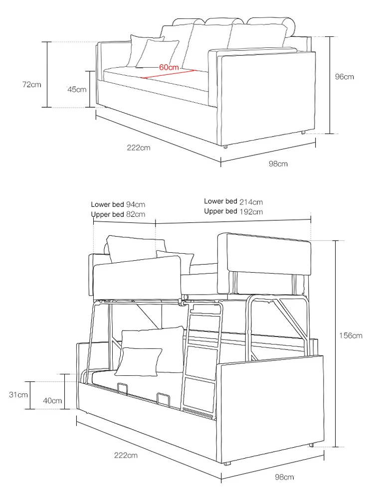 bunk bed converts to double