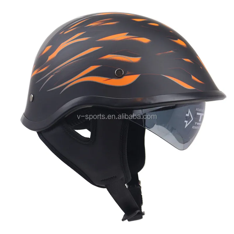 Dot Motorcycle Helmet Matte Black German Half Face Helmet Chopper