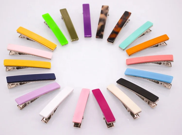 Canyuan Stock Products 6 CM Or 4.5 CM Bar Clips Plain Bright Neon Color Children Acrylic Hair Clip
