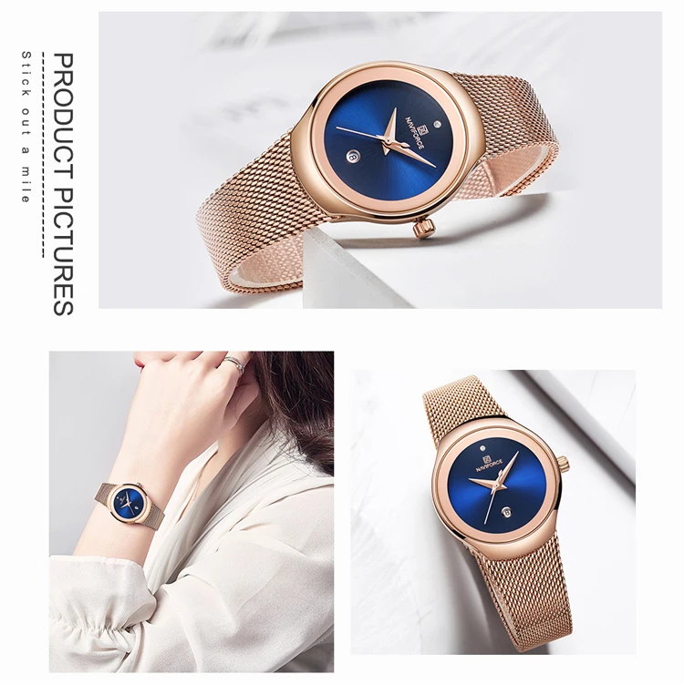 NAVIFORCE Watch 5004 Top Luxury Brand Women's Luxury Blue Ultra Thin 2023 Luxury Waterproof Quartz Lady Women Watch