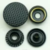 Nylon finish black 3 parts botton and fake rose gold press snap button