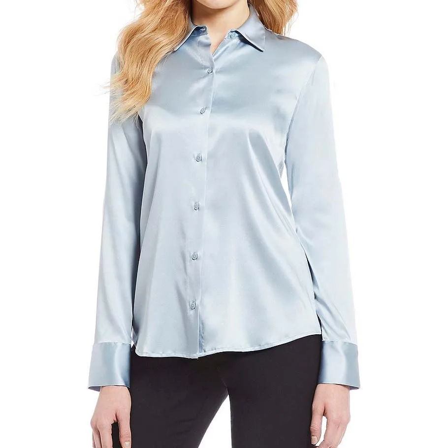 Купить голубые блузку. Голубая шелковая рубашка. Голубая рубашка женская шелковая. Голубая шелковая блузка. Блузка из шелка.