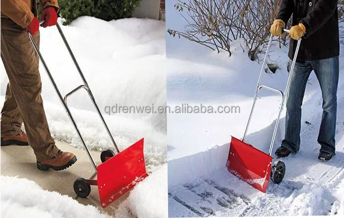 Two Wheel Snow Shovel With Adjustable Handle Durable Wheel Snow Pusher ...