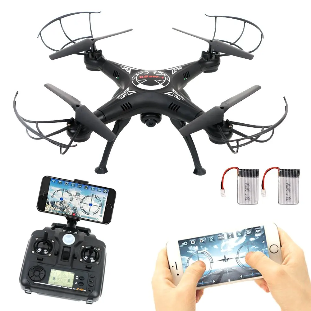 Drone Remote Control. FPV Drone Radio Controller Touch Control on the Remote Control. Controlling Drone.