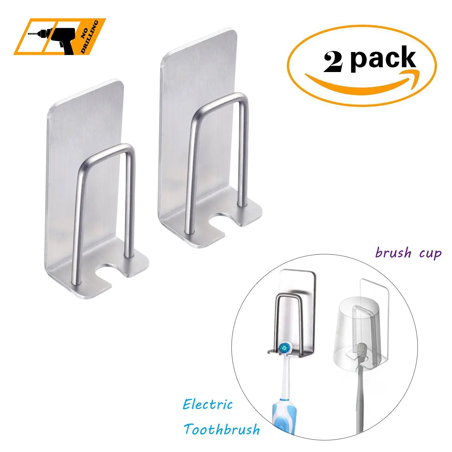 Electric Toothbrush Holder Wall Suction for Bathroom Adhesive Stainless Steel