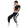 high quality US size short sleeve irregular crop tops fitness dry fit gym sports yoga two piece set active wear women clothing