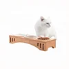 OEM Acceptable wooden Bamboo smart Pet Feeder Double Bowl Raised Stand Comes Elevated Pet Bowl Dog Bowl Cat Food