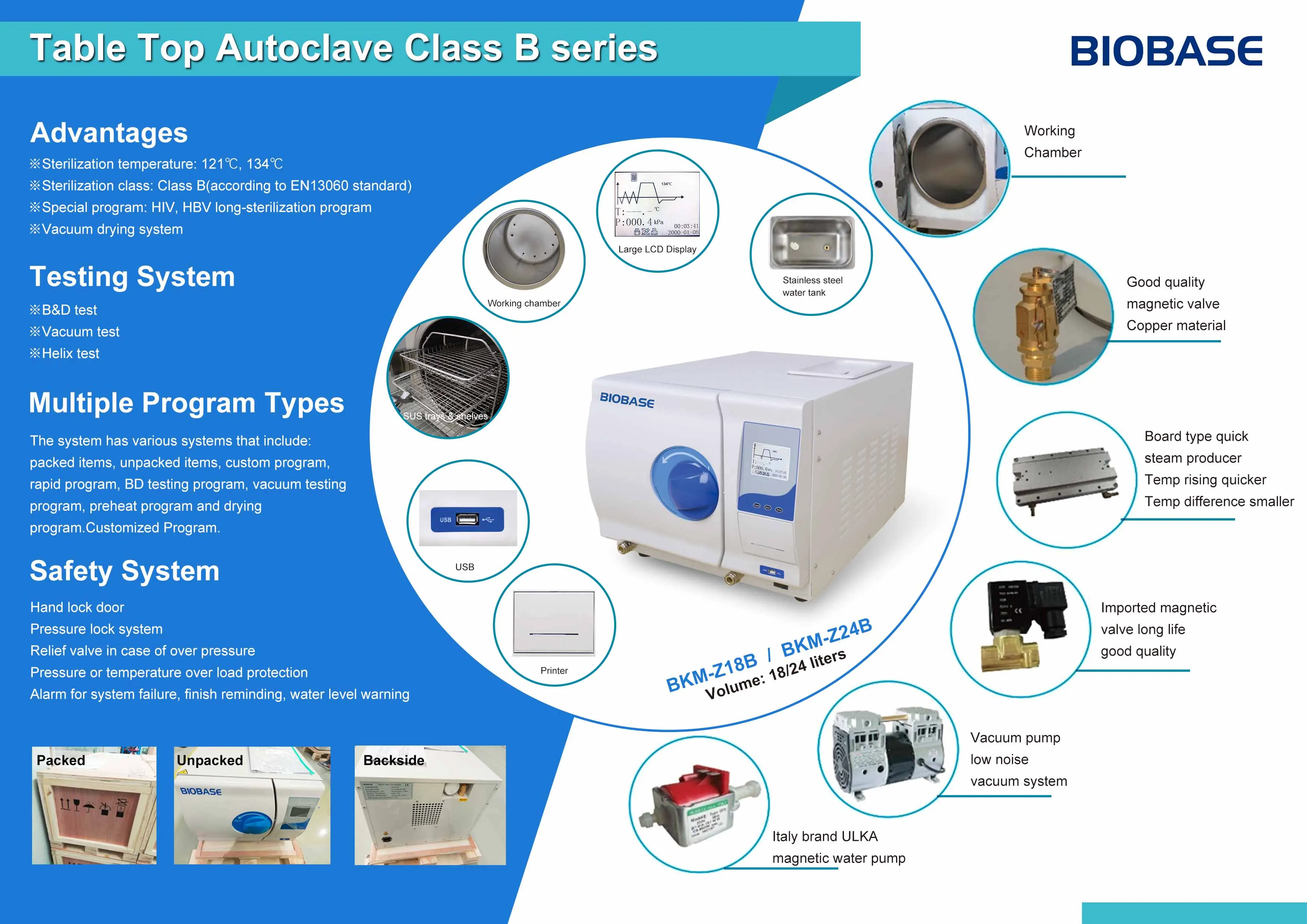 Biobase China 16l 18l 24l Dental Steam Medical Mini Autoclave Steam