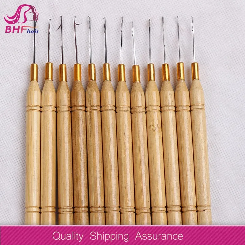 Micro Ring Loop Threader Hair Extension Tools Wooden Metal Holder ...