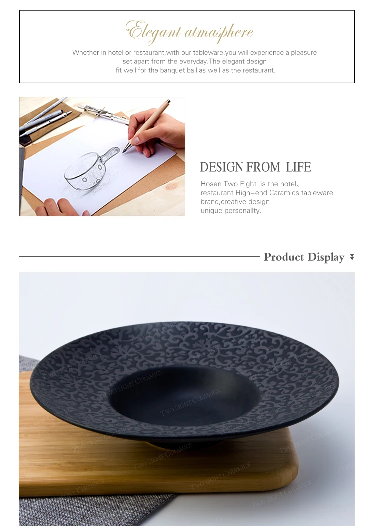 Rare special japanese design porcelain black plates for restaurant ceramic microwave dish plate