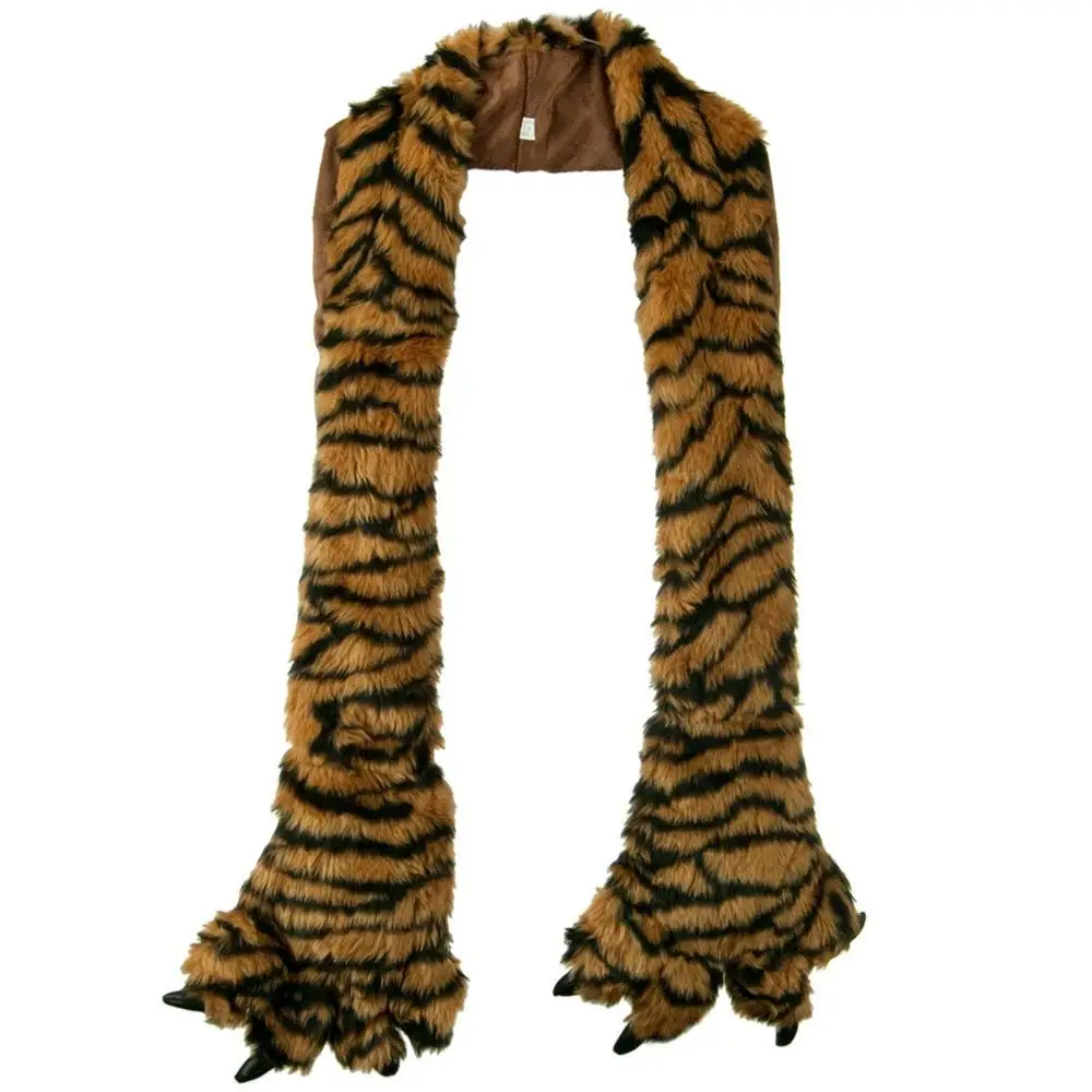 Furry Animal Scarf with Paws - Tiger W30S44E