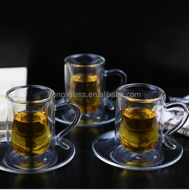 Hot selling double wall glass Turkey tea cups, double wall glass cup