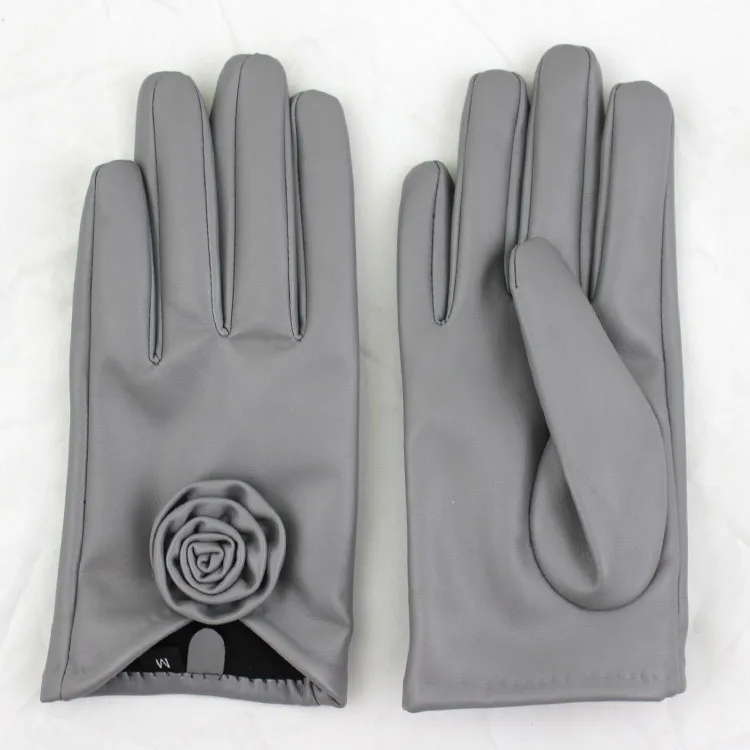 cheap gloves wholesale winter PU gloves color gloves with flower