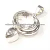 Natural quartz crystal pendant gems 925 silver jewellery