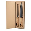 2 pieces Stainless steel wooden handle kitchen chef knife & fork set in gift box