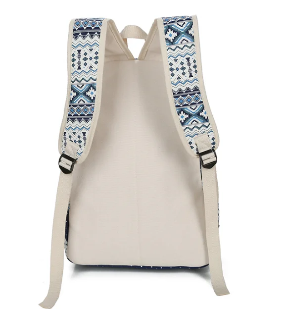 Wobag Latest Design High Quality Children Girls Print Canvas Backpack School Bag Set With