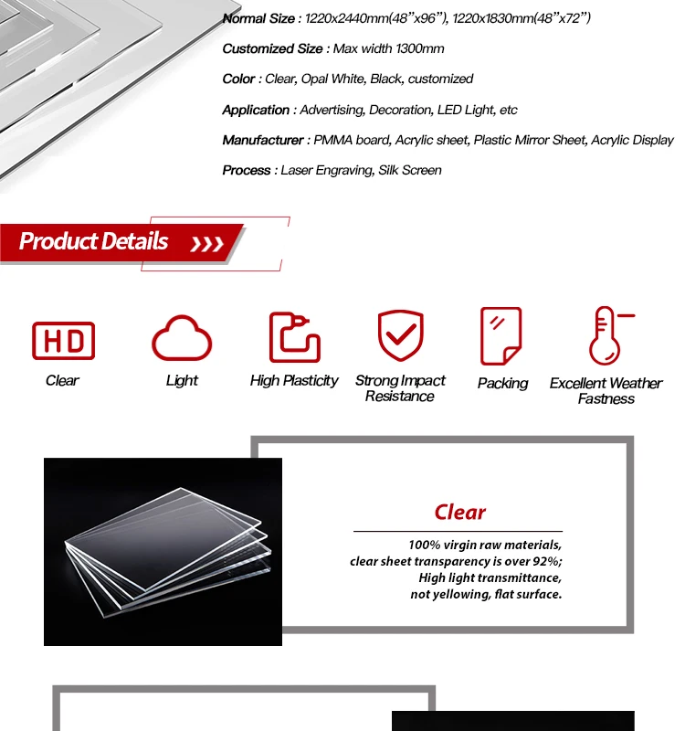 white acrylic 0.8-1mm see through acrylic sheet plexi glass