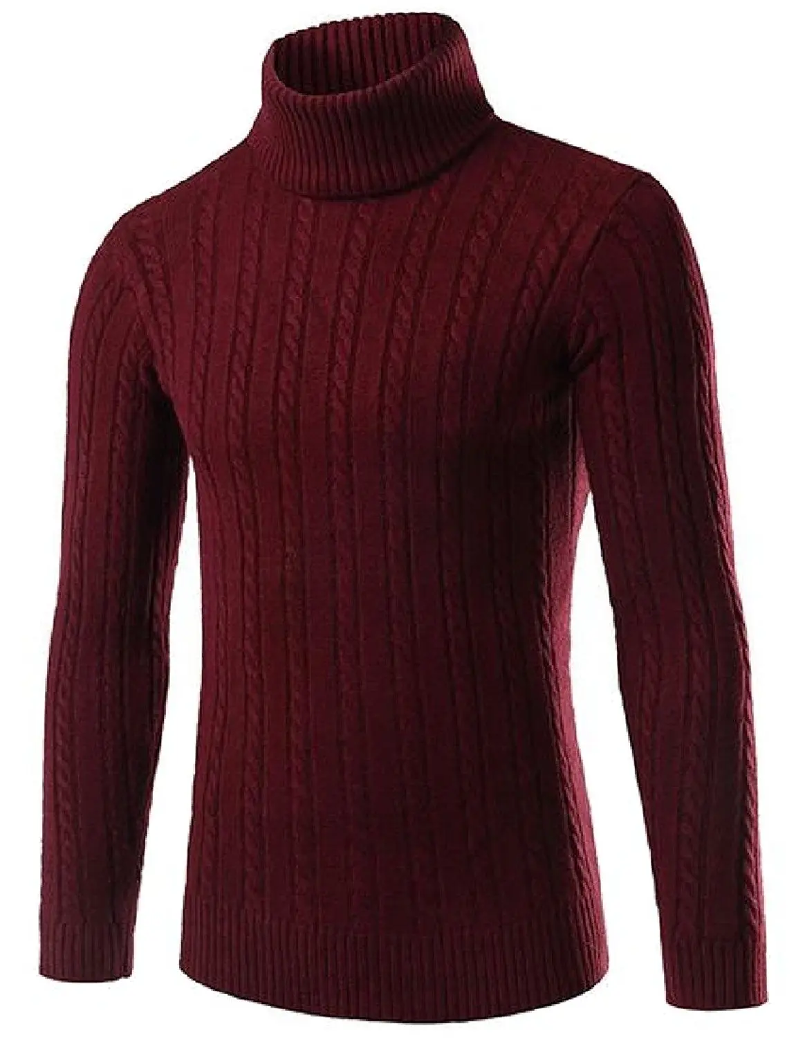 XQS Men's Regular Turtleneck Fashionable Linen Pullover Sweaters