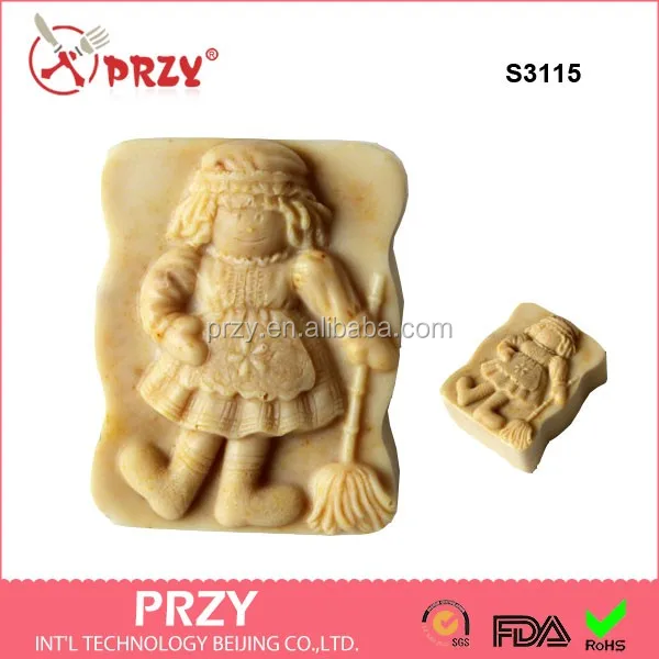 Country Doll Girl Silicone Soap Mold/ custom silicone mold/decorative mold