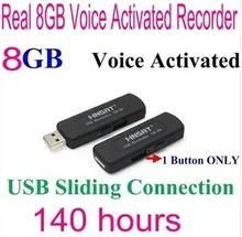 FreeShipping UR-09 (8GB USB SPY Disk Digital Audio Voice Recorder One Button Voice Activated Sliding USB Connection