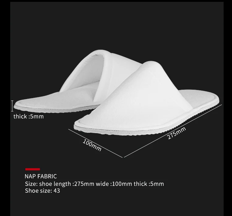 Wholesale 5 star hotels white custom washable disposable hotel slippers
