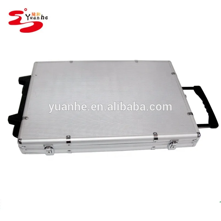 1000PC large aluminum poker chip wheels trolley case