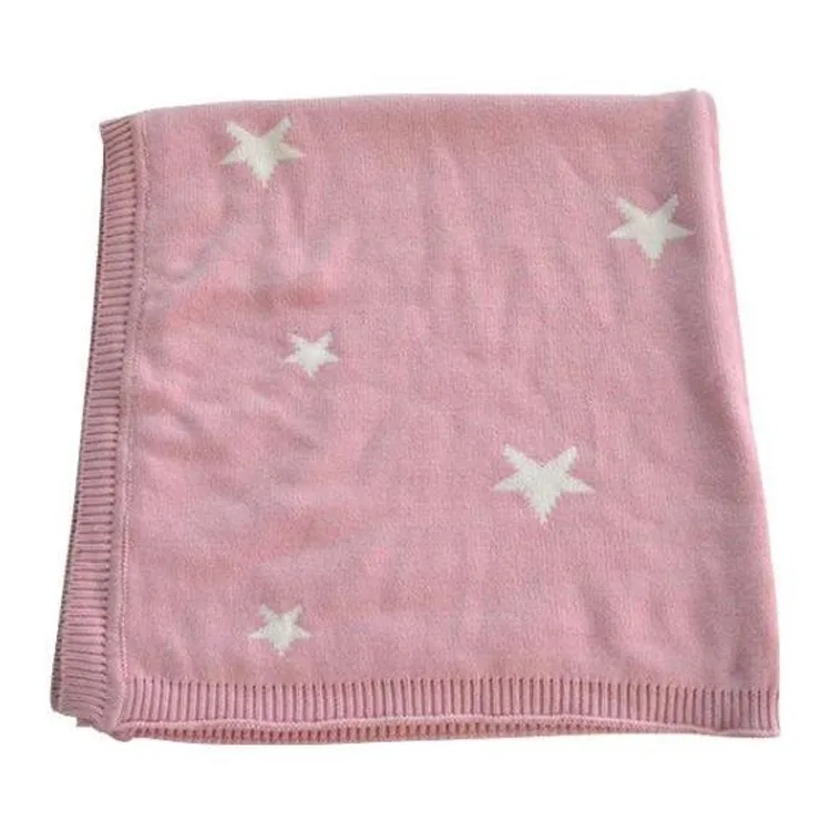 Paleo Baby Knitted Blanket Winter Cotton Star Jacquard Knit Double Sided Kids Bedding Baby Warm Knit Blankets