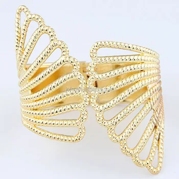 Women Gold Bracelets Metal Pattern Bangles Alloy Wing Wide Bangle Women Gold Bracelets Metal Pattern Bangles Alloy Wing Wide Bangle