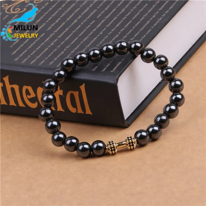 定制能量赤铁矿珠哑铃手链男士