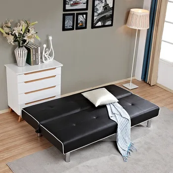 House And Apartment Folding Sofa Leather Bed Black House And Apartment Folding Sofa Leather Bed Black