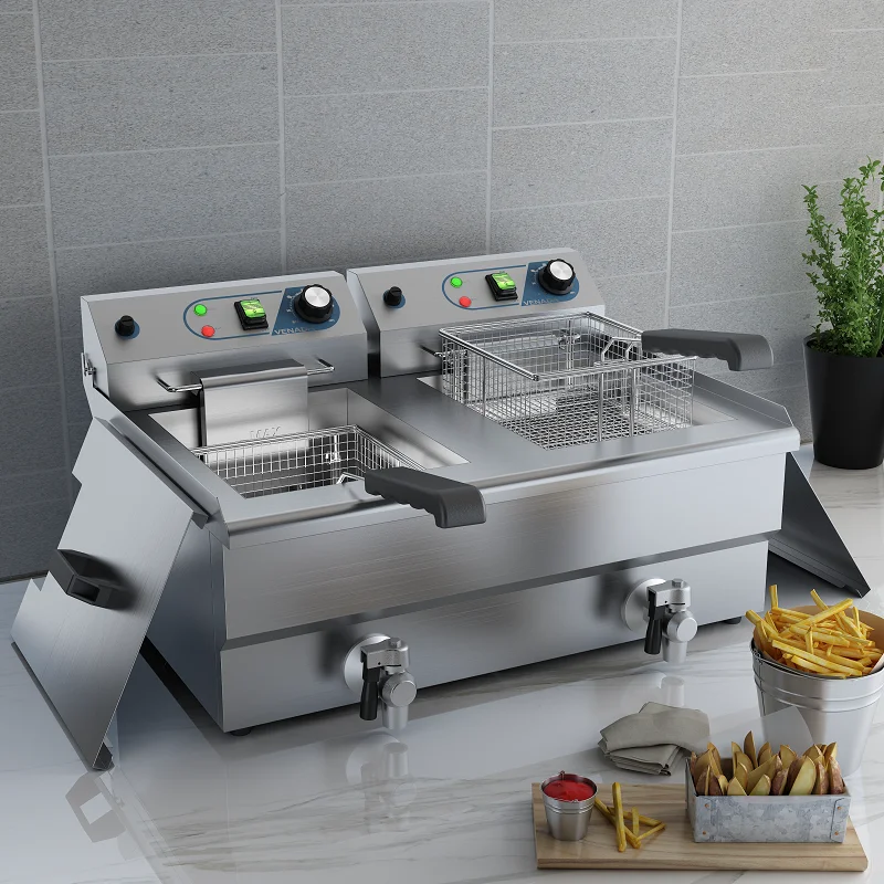 Industrial Kfc Chicken Fryer Machine Commercial Double Deep Electric