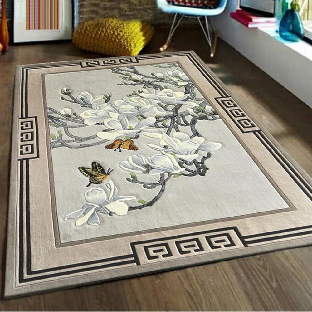 High Quality Wool Traditional Pattern Custom Chinese Flower Rug Hand