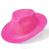 MH-2162 Party kit PVC Bright Pink Glitter Plastic Cowboy Fedora Hat