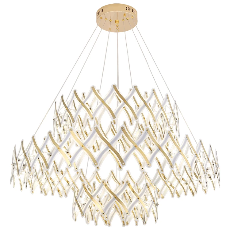 Pendant led light modern changeable gold multilayer Stainless steel pendant lamp for living room