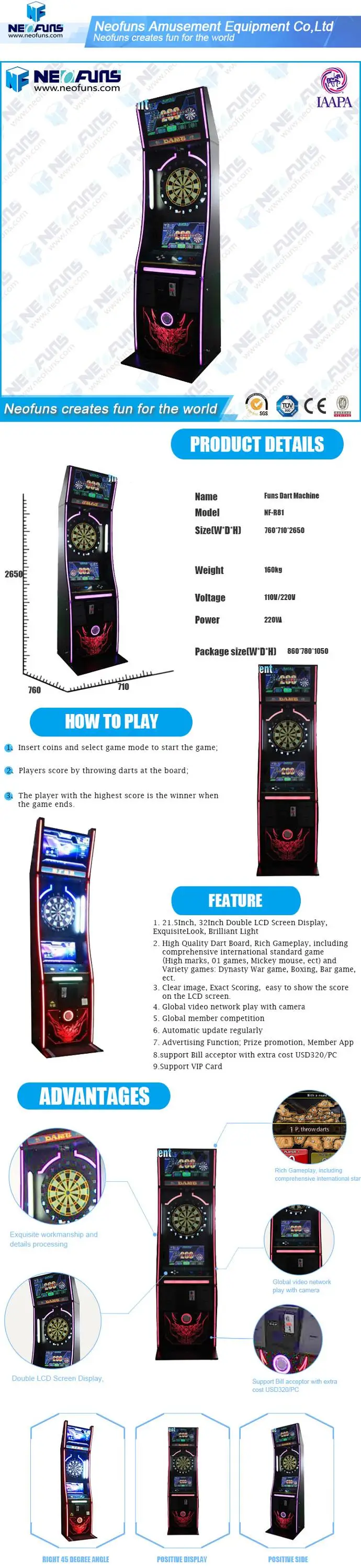 Deluxe International Standard Arcade Electronic Dartboard Game Machine