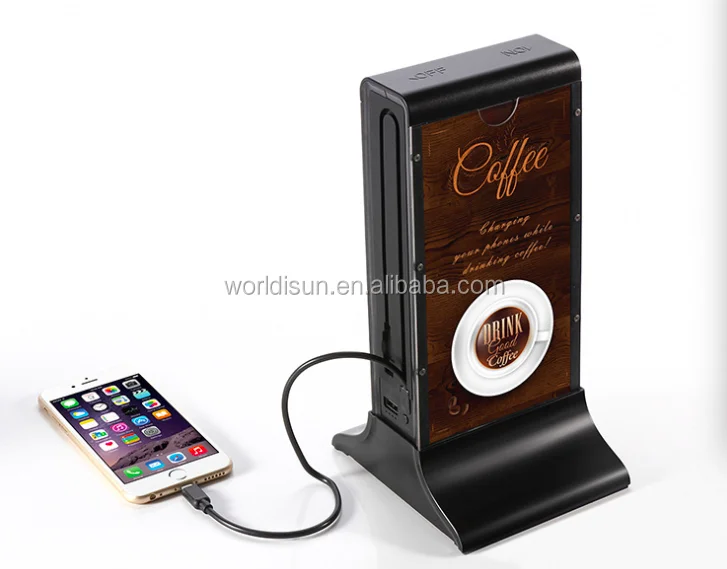 table menu 20800mAh long lasting high capacity restaurant table coffee anti theft mobile charger