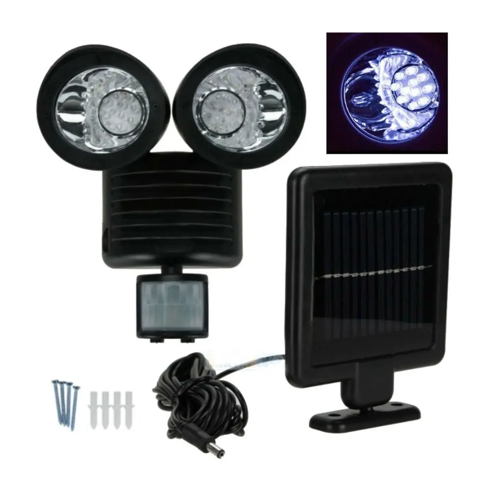 22 LED SOLAR POWERED MOTION SENSOR PIR SECURITY LIGHT GARDEN GARAGE OUTDOOR