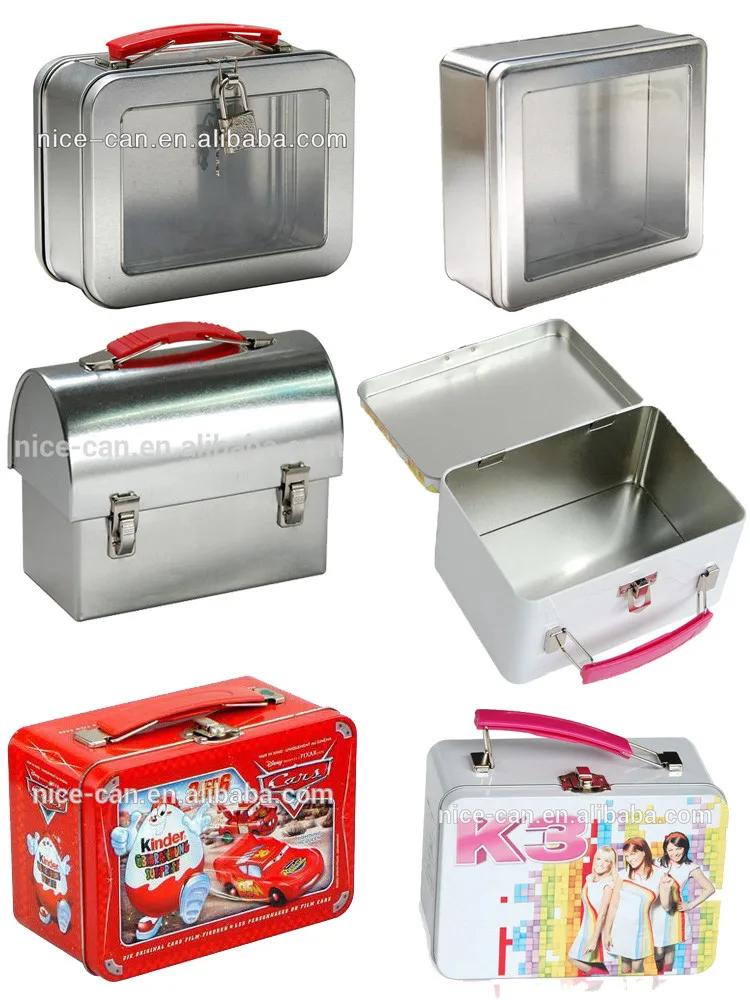 Custom Printing Blank Portable Lunch Tin Metal Box PVC Wholesale Kids Rectangular Plain Tin Lunch Box