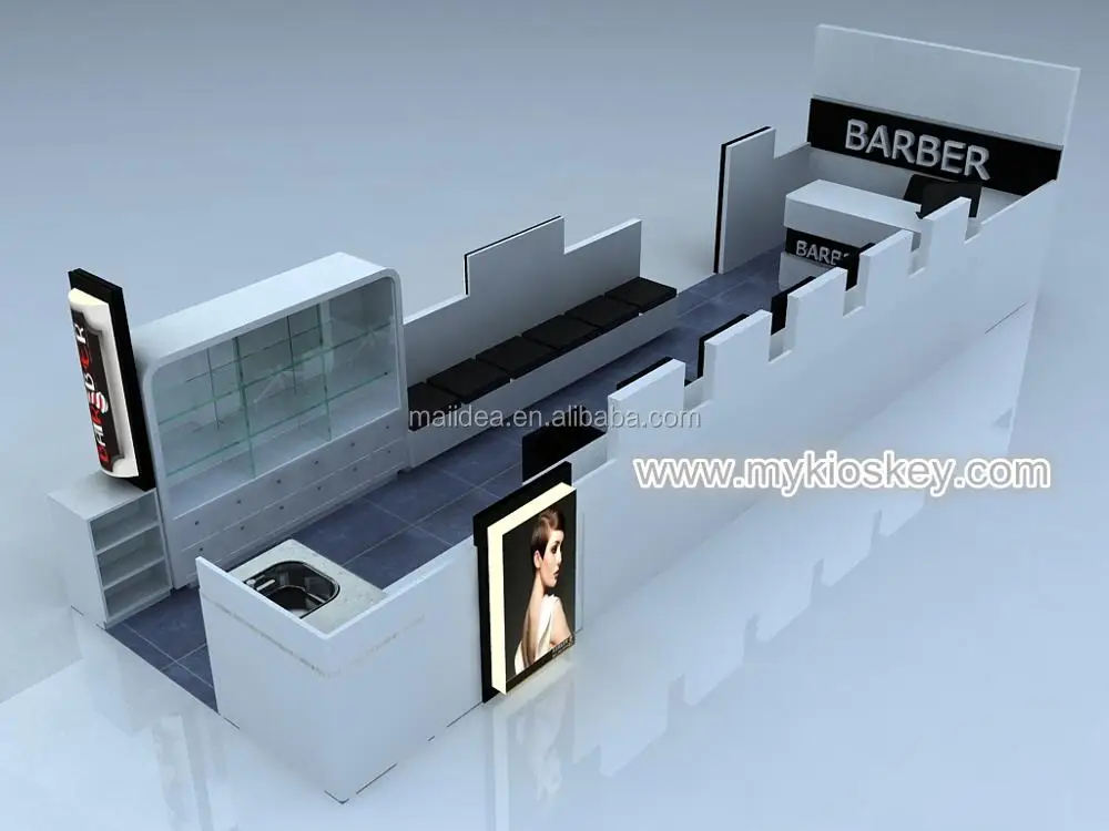 Mall hair salon kiosk barber shop furniture with five stations 