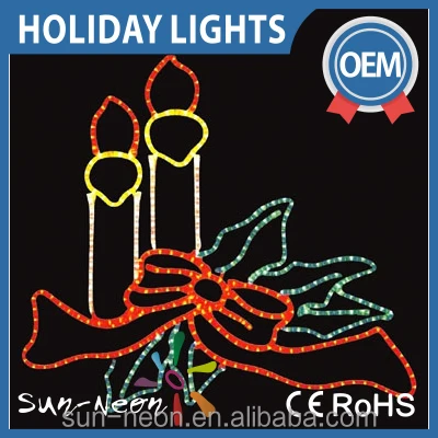CE/GS/RoHS 2d Christmas candles led rope motif light