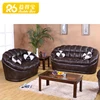 Retro handmade sofa,Vintage Tan Leather and Solid wooden sofa 3 2 1 seat
