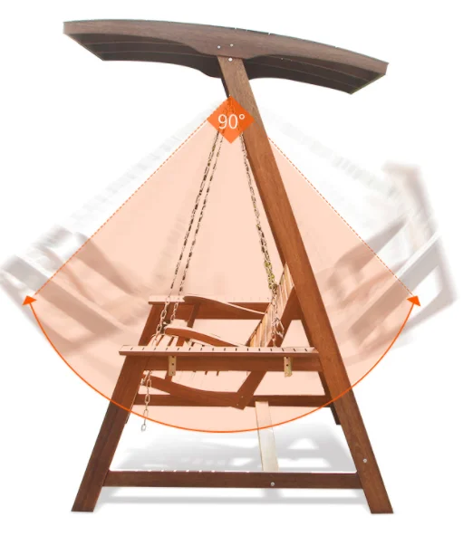 All Weather Patio Wooden Outdoor Swing Chair Hanging Bench
