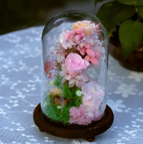 2018 Beauty And The Beast Rose Preserved Flowers In Glass Dome