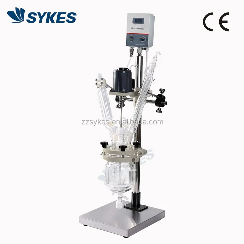 1l 2l 3l 5l Labscale Chemical Twowall Single Jacketed Continuous Stirred Tank Glass Reactor