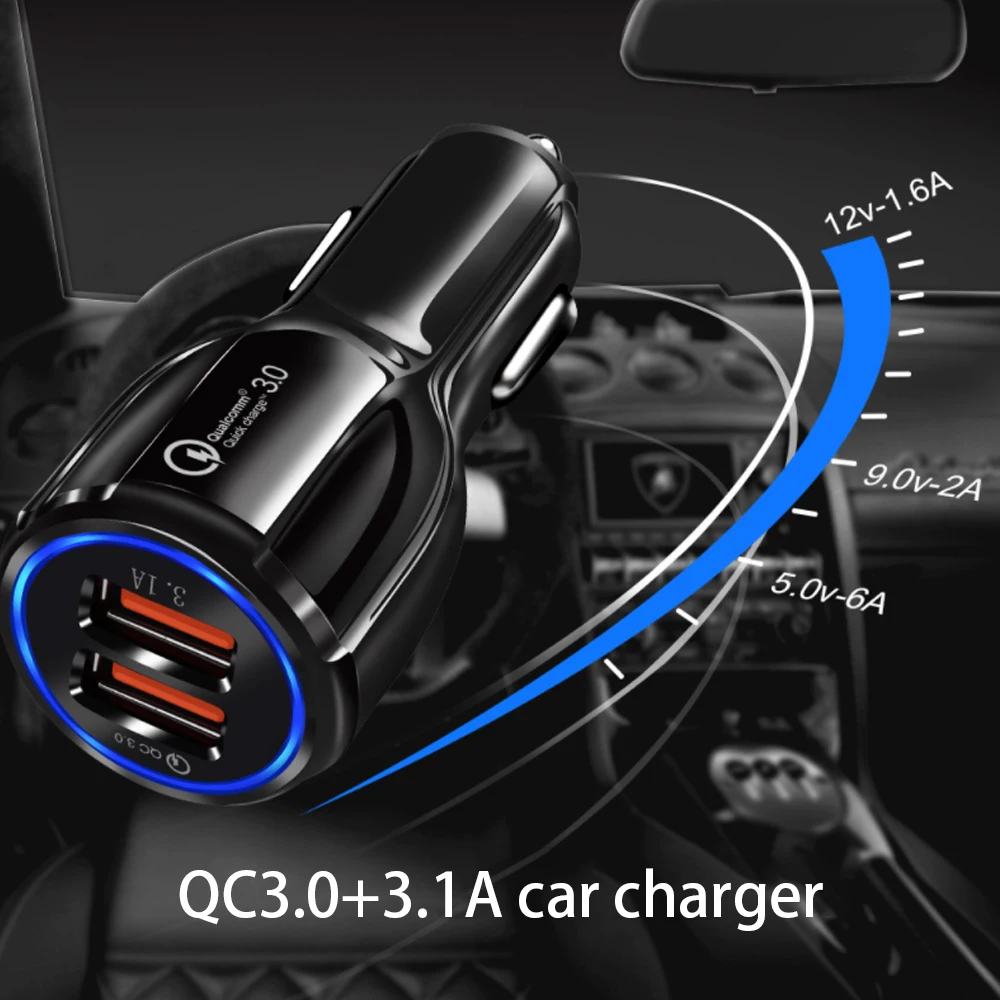 5v 3.1a Quick Charge 2 Port Qc3.0 2 In 1 Fast Usb Car Charger Phone ...